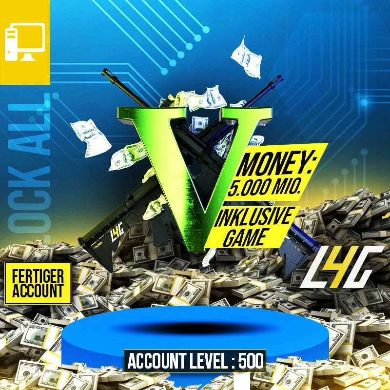 PC - GTA V Game + Account - 5 Mrd. GTA$ + Rang 500 - Grand