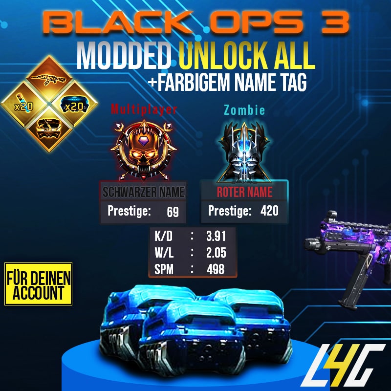 PS4/5 - COD: Black Ops 3 Modded Unlock All Account Boost