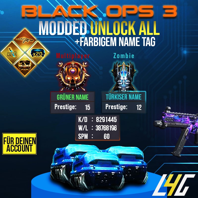 PS4/5 - COD: Black Ops 3 Modded Unlock All Account Boost