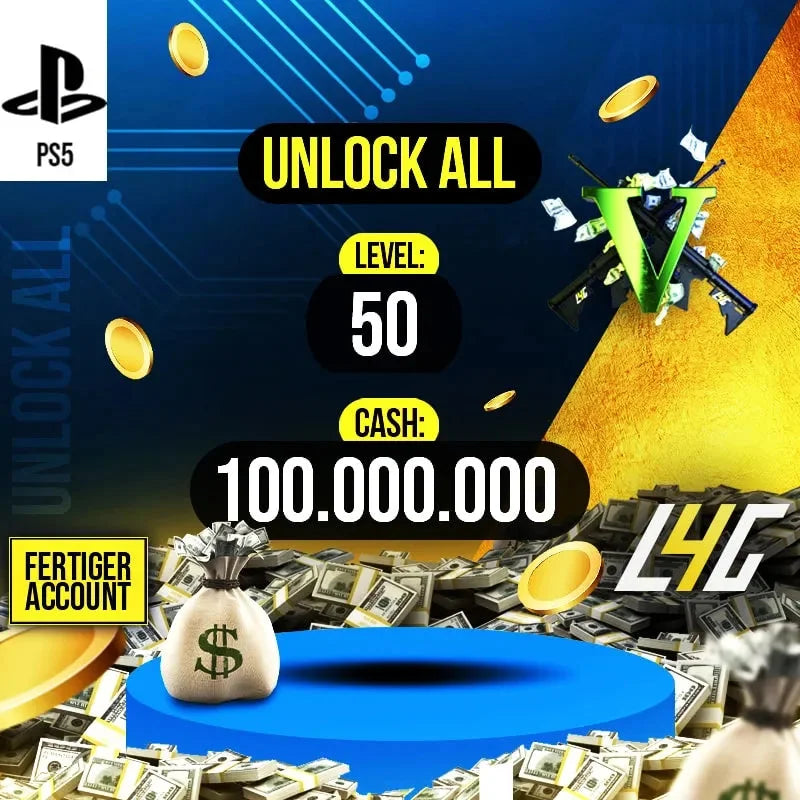 PS5 - GTA Online Modded Account - Rang 50 + 100 Millionen