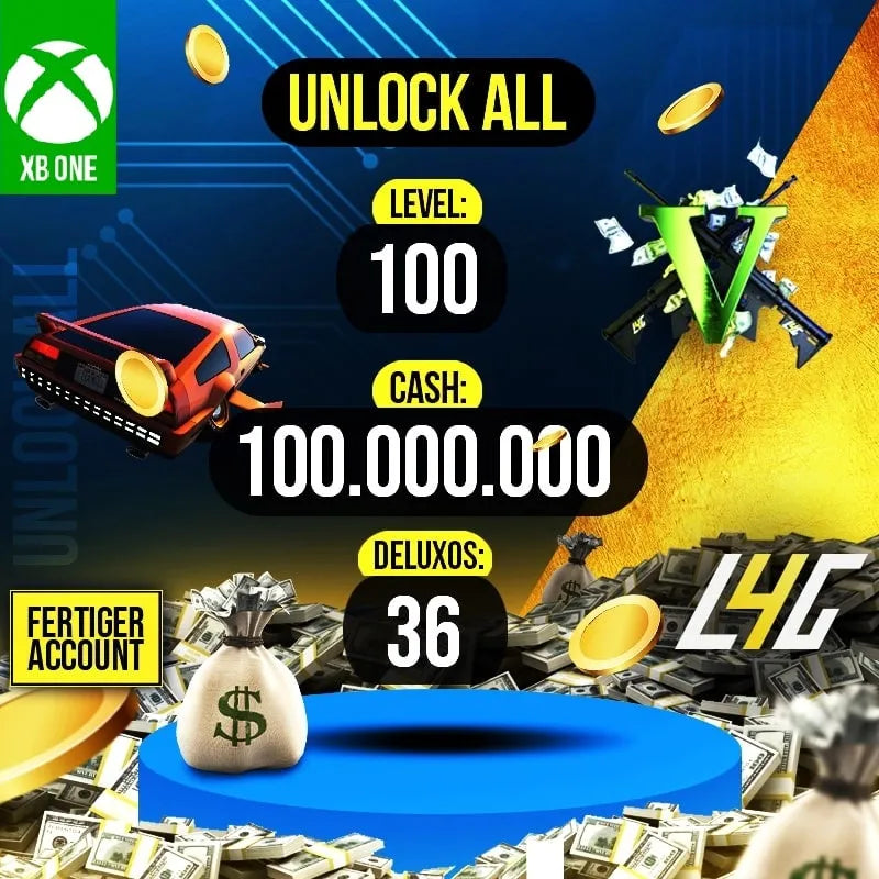 Xbox One - GTA V Modded Account - Rang 100 + 100 Millionen