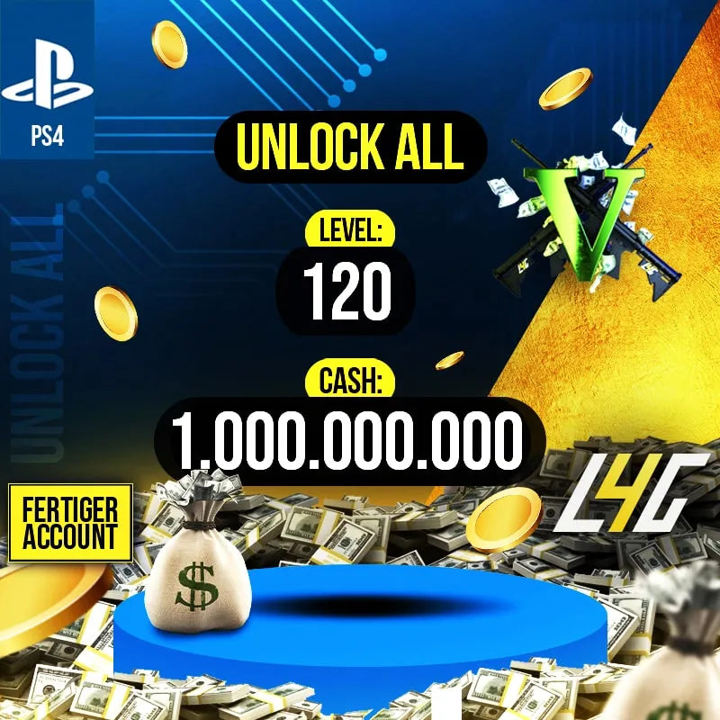 PS4 - GTA V Account Rang 120 1.000 Millionen GTA$ - Grand