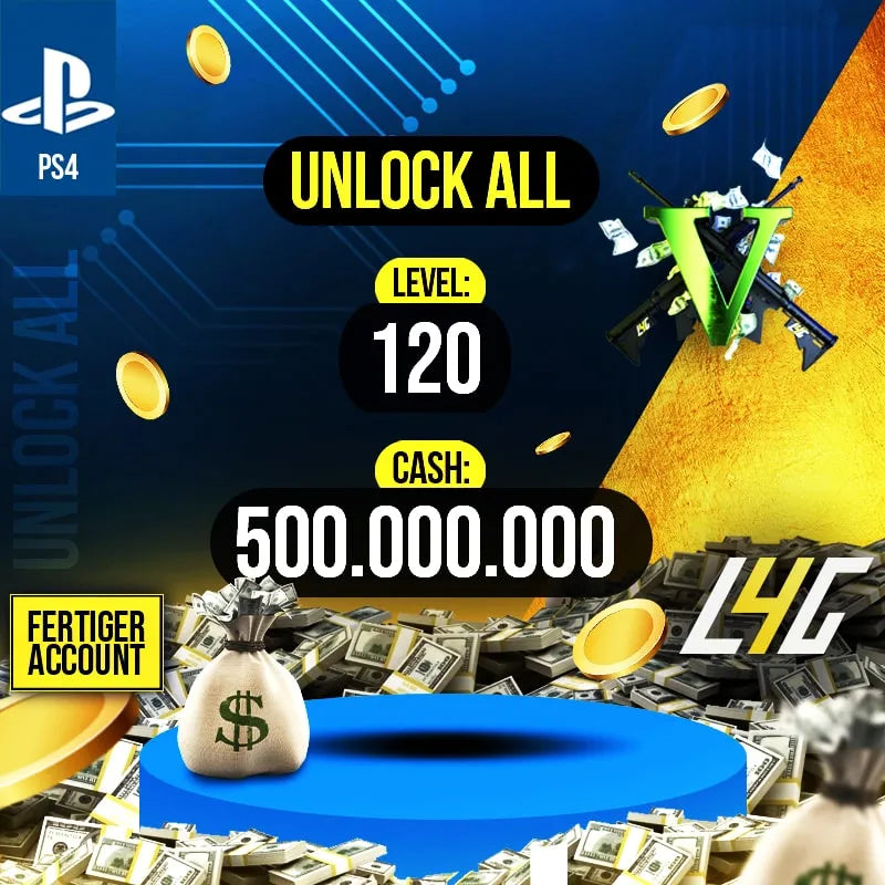 PS4 - GTA V Account Rang 120 500 Millionen GTA$